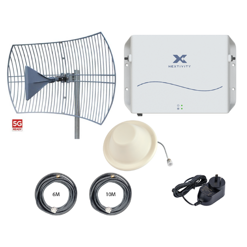 CEL-FI GO G51 Stationary 4G/5G Tri-Carrier Switchable Signal Booster Grid Building Pack - Ceiling Dome Antenna