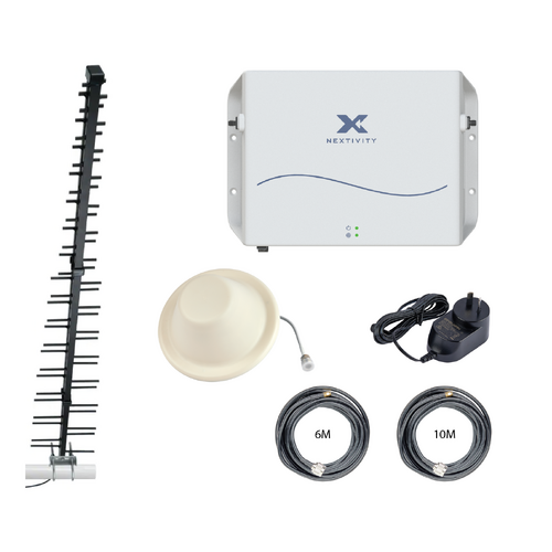 CEL-FI GO G51 Stationary 4G/5G Tri-Carrier Switchable Signal Booster LPDA Building Pack - Ceiling Dome Antenna