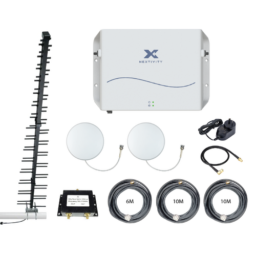 CEL-FI GO G51 Stationary 4G/5G Tri-Carrier Switchable Signal Booster Mult Level LPDA Building Pack - Blackhawk Antenna