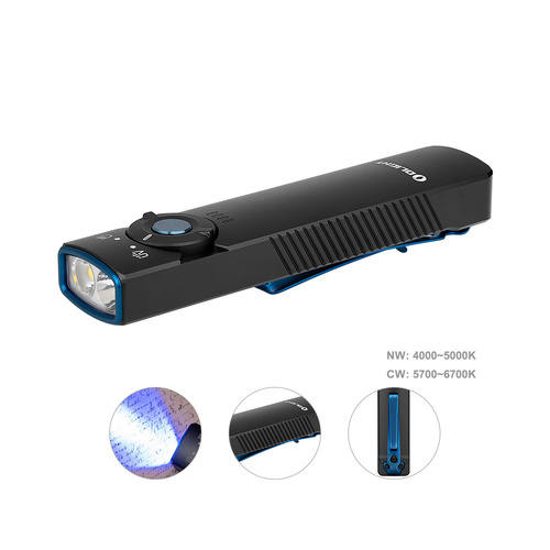 Olight Arkfeld UV 1000 Lumens w/ Dual Light Source EDC-White Light, UV Light-BLK